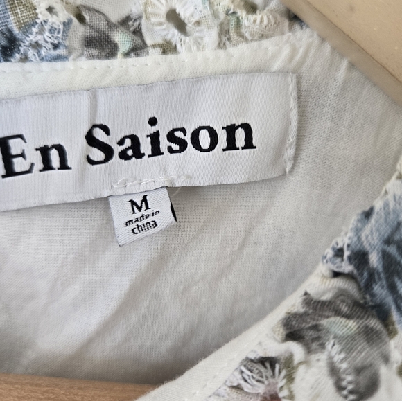 EN SAISON White Eliza Floral Print Tiered Midi-Dress size Medium - Picture 11 of 16